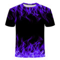 High quality fashion sales Men's new summer T-shirt with round neck short sleeve blue green red purple flame 3D printed top 6XL. 
