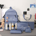 Backpack new five-piece set of schoolbag women's Korean version ins color-blocked middle school student schoolbag fashion campus student backpack. 