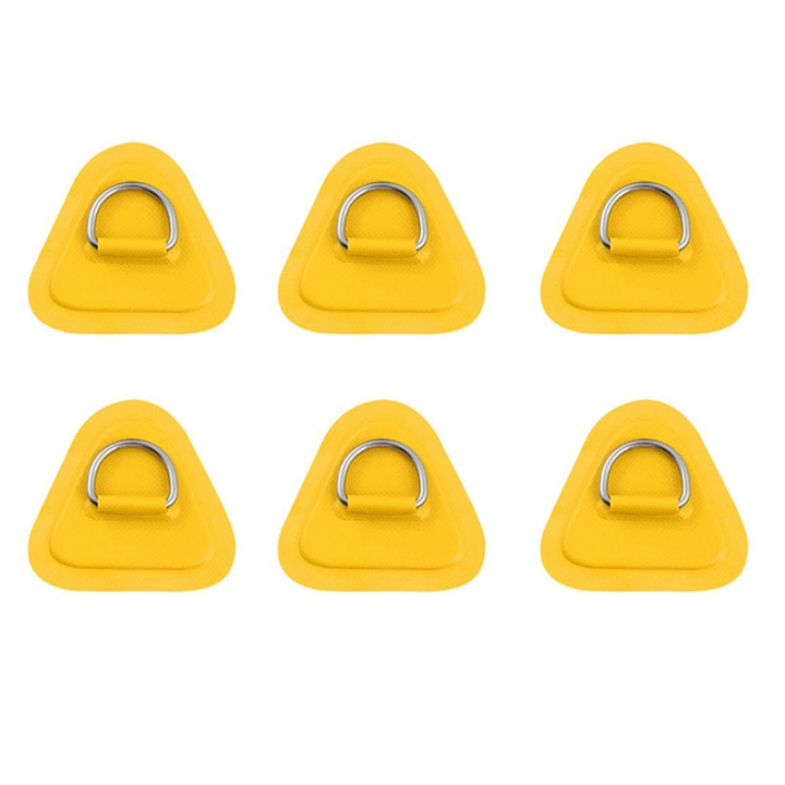 6PCS D-Ring Patch for Inflatable Boat Kayak Dinghy SUP, D-Ring PVC Patch Stand-Up Paddleboard Canoe Rafting Yellow