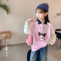 MIDDLE AND LARGE CHILDREN'S TOPS TIDE GIRLS SWEATSHIRT SPRING AND AUTUMN CLOTHES 2023 NEW FOREIGN STYLE KULOMI CHILDREN'S LITTLE GIRLS POLO NECK. 