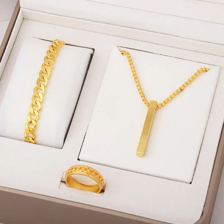 Style%203-Piece%20Fashion%20Jewelry%20Set%20%20Stainless%20Steel,%20Simple%20Golden%20Ring,%20Bracelet,%20and%20Necklace%20Combo%20for%20Men%20-%20Image%203