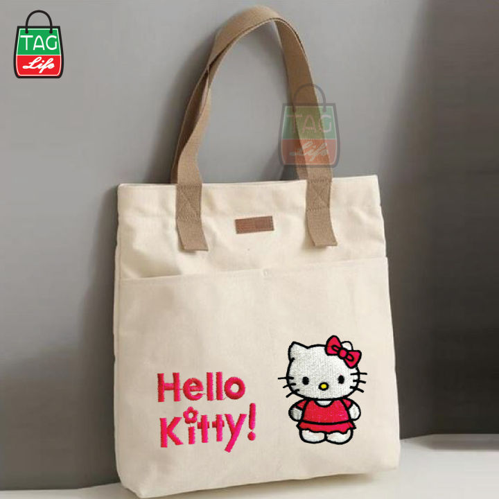 TAG Lifestyle Exclusive Embroidery Design Canvas Tote Bag different ColorFashionable Top Handle With 2outside Pockets Trendy Fashionable Tote Bag for University, College Students Girls And Women.