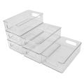12Pcs Refrigerator Organizer Bins Stackable Fridge Organizers with Cutout Handles Clear Plastic Pantry Storage Rack.