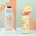 Cute Bear Thermal Water Bottle for Kids,Smart Display,Thermometer,Mug with Straw,Stainless Steel Insulated Cup,500ml. 
