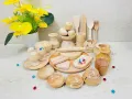 Wooden Kids Kitchen Play Set â 34pcs Wooden Cooking Toy | Safe & Non-Toxic Pretend Play Gift for Kids.