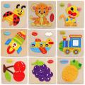 3X Wooden Blocks Animals Children Educational Toy Puzzle Cartoon Baby. 