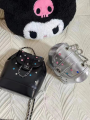 Korean Faux Diamond Aesthetic Leather Mini Bucket Fashion Niche All Match Chain Backpack Luxury Fairy Grunge Y2k Girl Handbag. 