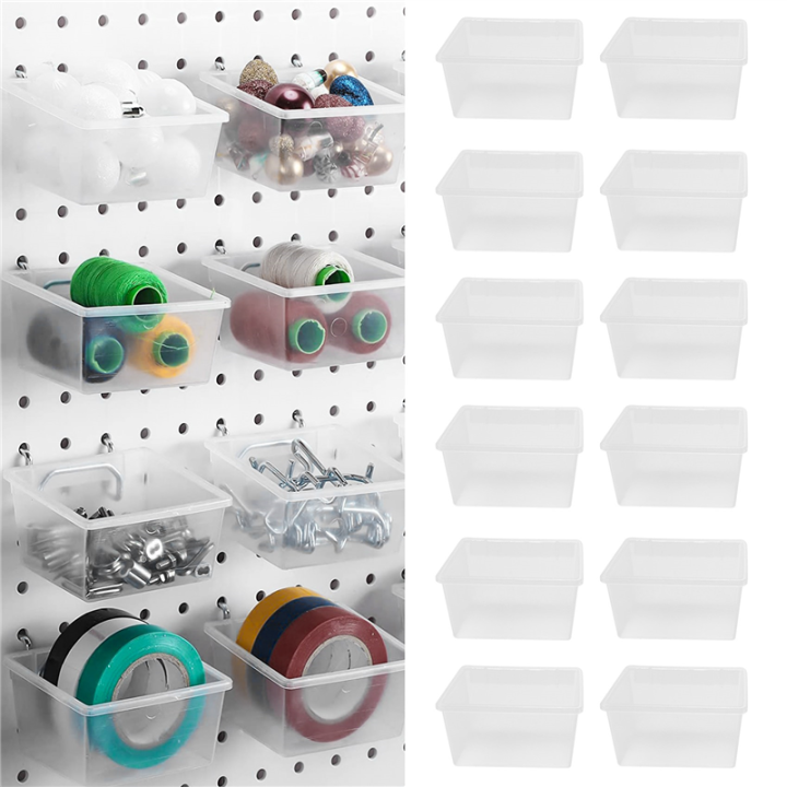 12%20Pieces%20Pegboard%20Plastic%20Bins%20Kit%20-%20Pegboard%20Bins%20with%20Hooks%20-%20Pegboard%20Accessories%20Workbench%20Bins%20Fits%20to%20Peg%20Board%20-%20Image%202
