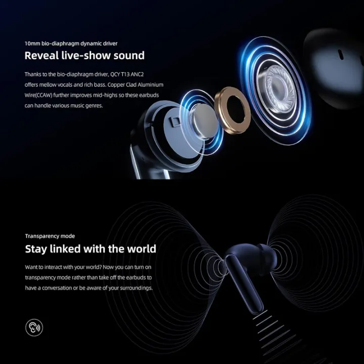 QCY%20T13%20ANC%202%20TWS%20Earphones%202nd%20Generation%204%20Mic%2028dB%20ANC%20Up%20to%2030%20hours%20Playtime%20with%20ANC%20off%20BT%205.3%2068ms%20Gaming%20Mode%20IPX5%20Waterproof%2010mm%20Dynamic%20Driver%20Wireless%20Bluetooth%20Earbuds%20-%20Image%206