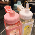 700ml Square shape plastic water bottle with straw gym portable sport bottle Drink Bottles. 