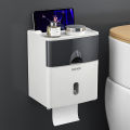Double layer multifunctional tissue box roll paper shaft toilet free punch creative paper drawer toilet roll paper tube waterproof.