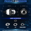 2.5 Inch Bi Led Projector Lens for H4 H7 9005 9006 Led Lenses Car Headlight Bulbs 8000LM 6000K White with Hi/Lo Beam LHD.