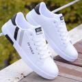 Premium Flyknit Running Sneakers For Men– Lightweight Breathable Casual Shoes in White. 