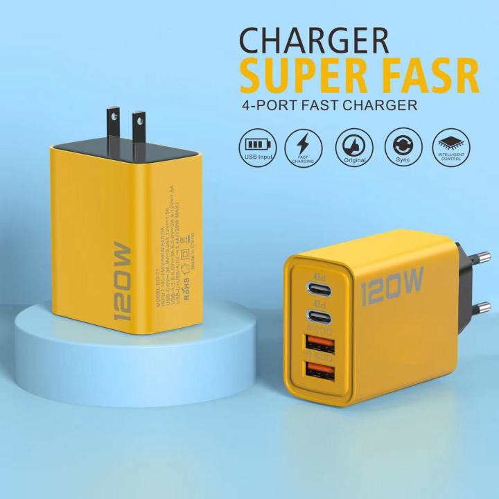 120W USB Charger QC 3.0 Type C PD Fast Charge For iPhone 12 13 Samsung S21  Huawei Xiaomi Mobile Phone EU/US Plug Wall Charger | Daraz.com.bd