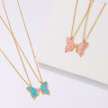 Trendy 2 Pcs/set Butterfly Necklace for Couple Gift - Butterfly Pendant Card Necklaces for Girls Simple Stylish - Chain Necklace for Women New Collection - Gifts for Best Friend.