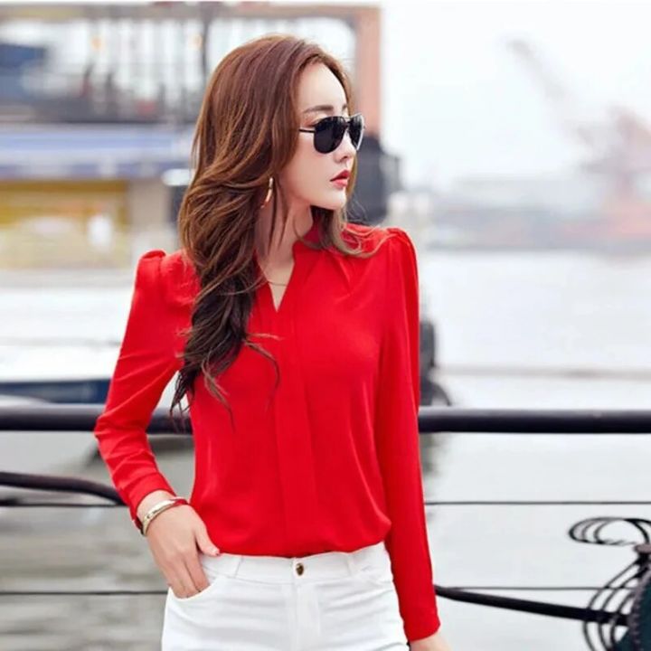 Long%20Sleeve%20Shirt%20Women%20Autumn%20Clothing%20Fashion%20Slim%20Chiffon%20Blouse%20V-Neck%20Korean%20Elegant%20Office%20Lady%20Shirts%20Basic%20Womens%20Tops%20-%20Image%203