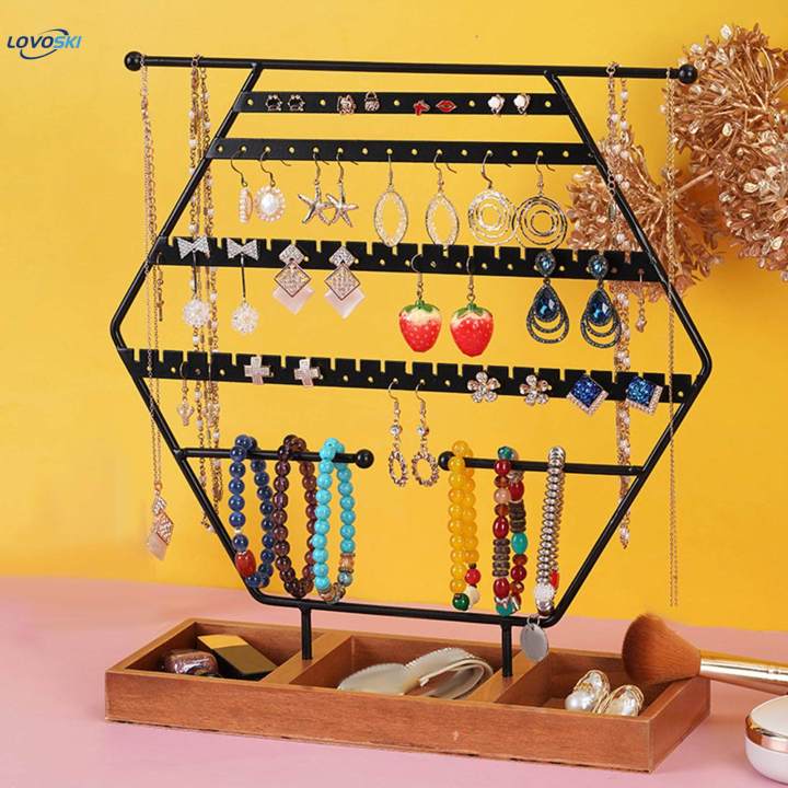 Jewelry%20Display%20Organizer%20Earring%20Holder%20with%20Wooden%20Tray%20for%20Dresser%20Decor%20-%20Image%204