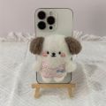 Cute creative plushy Phone Socket Universal bear puppy Mobile Phone Stretch Bracket Cartoon Phone Stand Finger Holder.