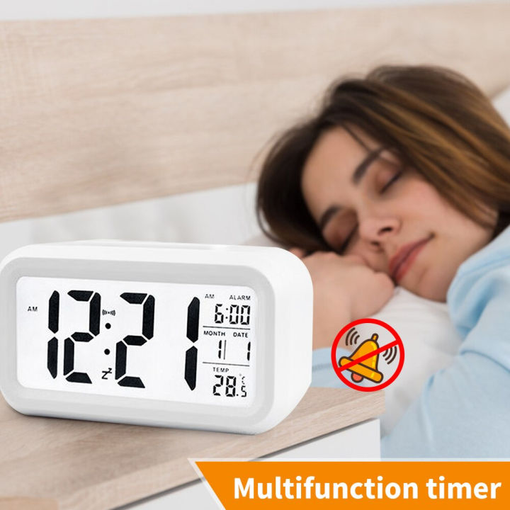 Smart Temperature Alarm Clock LED Display Digital Backlight Calendar Desktop Snooze Mute Electronic Mini Alarm Clock Watch - Wall Clock
