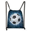 Footbally / Soccerly Print Backpack Men Canvas Travel Bag Teenager Boys Drawstring Bag Shoes Holder Kids Gift.