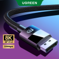UGREEN DP to HDMI 2.1 8K 4KCable 60Hz 240Hz Display Port Zinc Alloy Shell with Braided Mesh Black for Monitor HDTV Projector Laptop Desktop Computer Graphics Card,Dell, Lenovo, HP(DP input and HDMI output).
