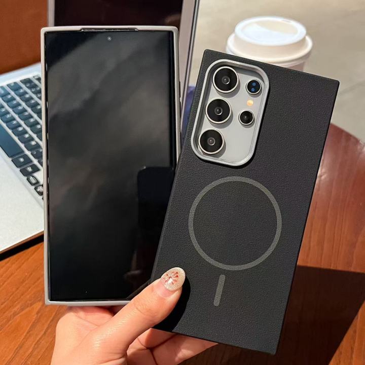 HODON%20Solid%20Color%20PU%20Leather%20Magnetic%20Phone%20Case%20for%20Samsung%20Galaxy%20S22%20S24%20S23%20S25%20Ultra%20Plus%20S24FE%20S23FE%20for%20MagSafe%20Cases%20Wireless%20Charging%20Shock%20Anti%20Fall%20Back%20Cover%20-%20Image%207