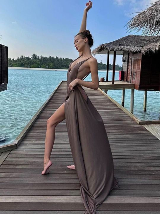Laxsesu%20Backless%20Slip%20Long%20Dress%20Elegant%20Summer%20Holiday%20Style%20Beachwear%20Sleeveless%20Draped%20V-Neck%20Slip%20Maxi%20Dresses%20-%20Image%202