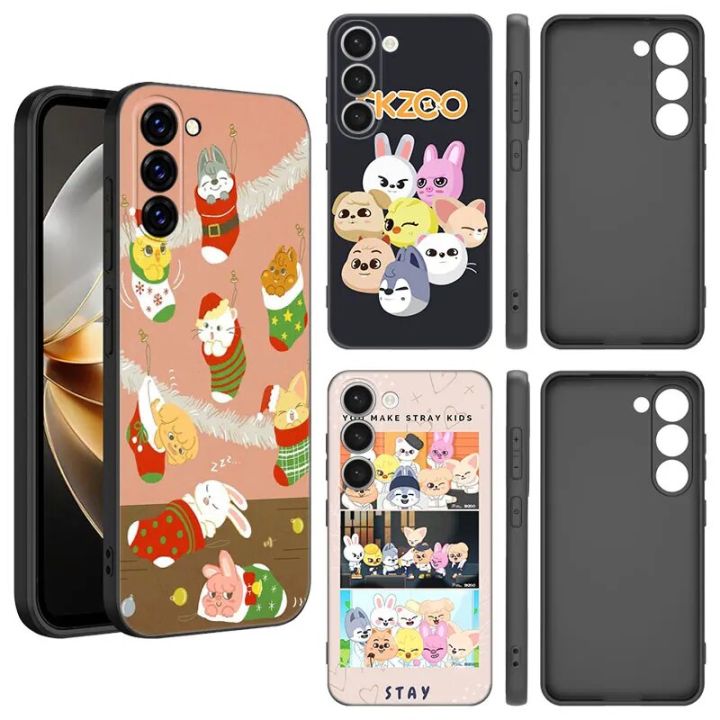 Kpop Stray kids S-skzoo Phone Case For Samsung Galaxy S23 S21 S20 FE S24 S22 Ultra S10E S10 S9 S8 Plus Black Silicone Cover