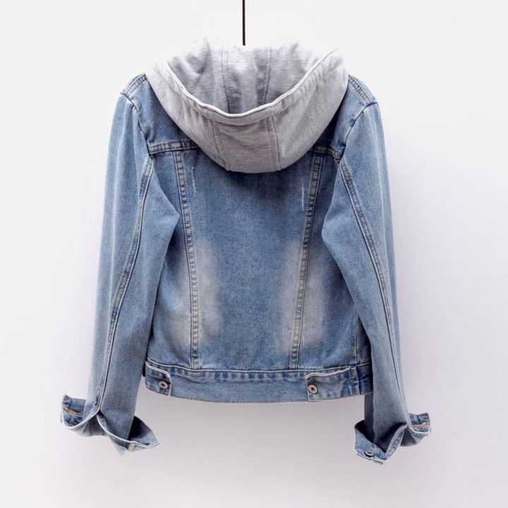 Women%20Hoodie%20Turndown%20Collar%20Women%20Short%20Slim%20Denim%20Jacket%20-%20Image%203