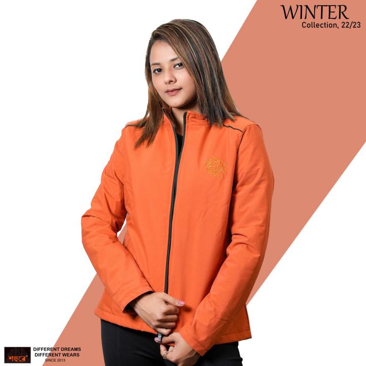 Shohure Vivid Orange color Double part air proof Ladies jacket