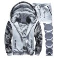 Men's Tracksuit Fashion Winter Mens Warm Fleece Track Suits 2 Pieces Hoodie+Pants Set Brand Thicken Clothing Plus Size 6XL.