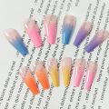 European Red Black Gradient Nails Extra Long Ballerina Artificial Full Nail Art Tip with Glue Coffin Shaped Press On Nails. 