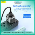 HOCO AC5 2USB + 1 Socket Public Transfer Charger Travel Adapter - Black. 