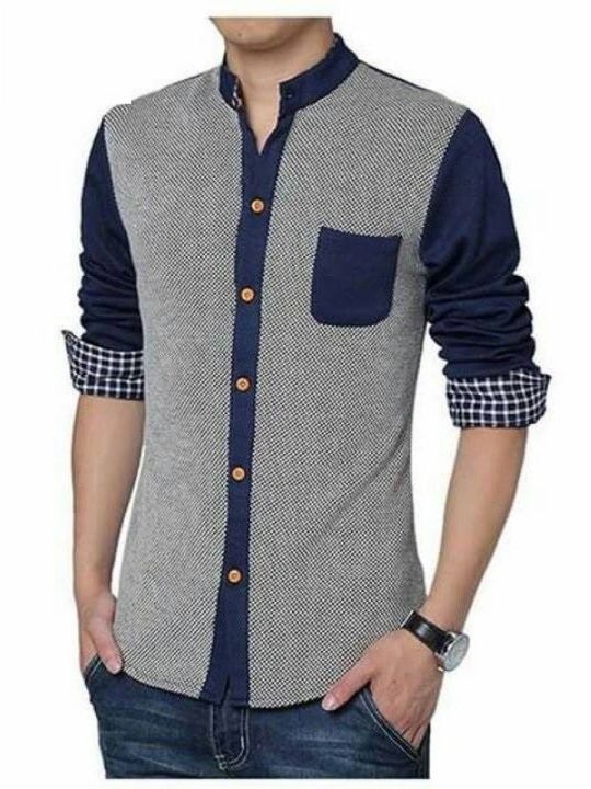 Blue%20Cotton%20Long%20Sleeve%20Shirt%20for%20Men%20-%20Image%202