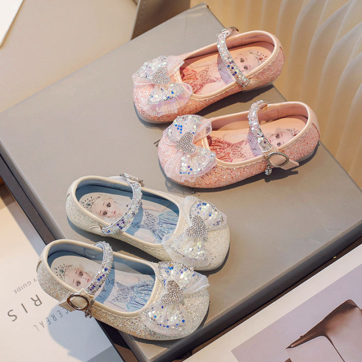 Girls Aisha Princess Shoes 2024 Spring New Kids Bow Slippers Medium and Big Kids Soft Sole Fashion Flat Shoes