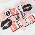 Fashion Newborn Baby Girls Valentine's Day Rompers 0-18M Letter Print Patchwork Fur Long Sleeve O-neck Sweatshirts Jumpsuits.