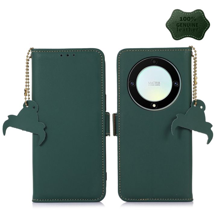 For Honor X9a 4G Leather Magnetic RFID Leather Phone Case