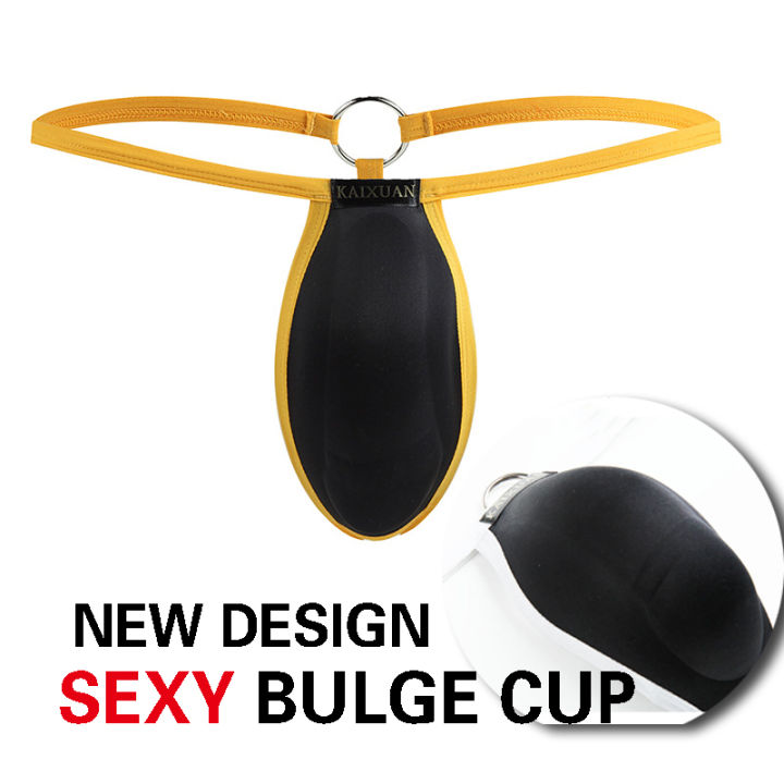 Men's T-back Bulge Cup Big Ice Silk Night Scene Soft Double T Underwear U-Convex KX003-DK