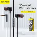 Awei ES-10TY Wired Headphones With Mic Metal 3.5mm In-Ear Earphones Super Bass Stereo Sports Headset For Mobile Phone Earbuds. 