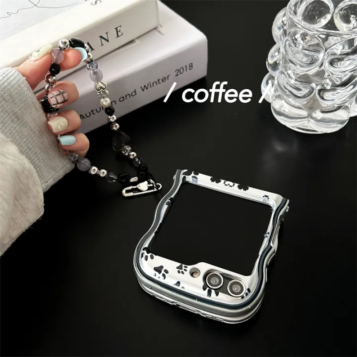 HODON%20Cute%20Wave%20Love%20Black%20Cat%20Phone%20Case%20for%20Samsung%20Galaxy%20ZFlip5%20Flip3%20Zflip4%20Cases%20With%20Bracelet%20Shockproof%20Hard%20Back%20Cover%20-%20Image%206