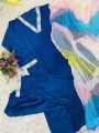 Stitched Online Hit designed Cotton Fabric And Rongdhono Laich Work Stylist and Fashionable  3 piece long For Woman. 