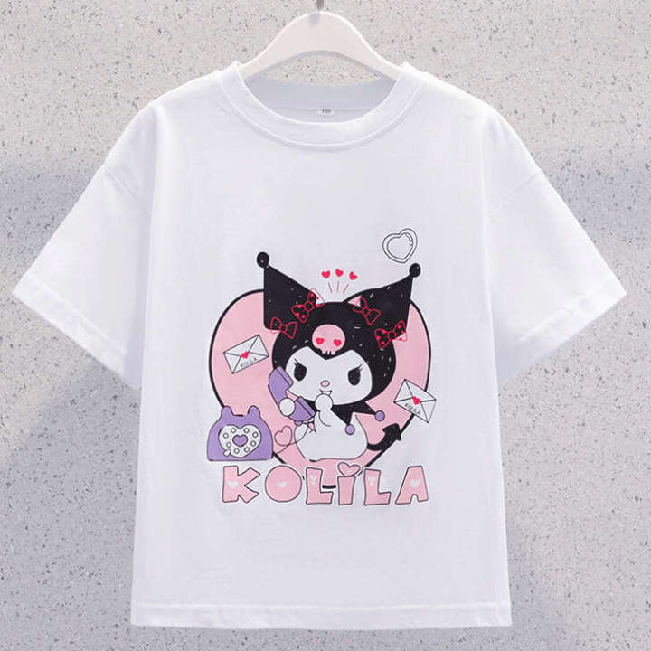 Girls'%20JK%20New%20Fashionable%20Short%20Sleeve%20Academy%20Style%20Pleated%20Skirt%20Kuromi%20Princess%20Dress%20Summer%20Two%20Piece%20Set%20-%20Image%203