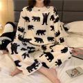 Spring Winter Warm Female Pyjamas Sets Thick Coral Velvet Long Sleeve Cartoon Sleepwear Thin Women Pajamas Set Girl.