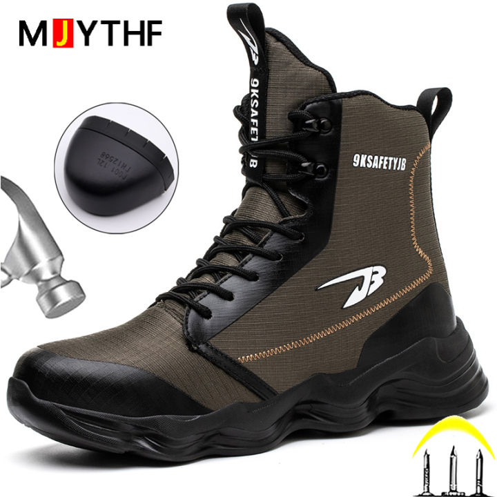2024 New Safety Shoes Men Boots High Top Work Sneakers Steel Toe Cap Anti-smash Puncture-Proof work Boots Indestructible Shoes KEEMEEUYZO