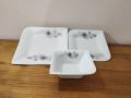 Square Dinner Set 3Pcs , 1Pcs Rice Plate, 1Pcs Vegetable Plate, 1Pcs Curry Bowl/Plate Set, Flower Print Ceramic Dining Denner Set Plate. Siam Set Dinner.. 