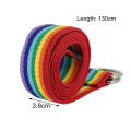 Cloth Belt Colorful Stripe Design Metal Double Ring Buckle. 
