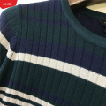 Womens Knitted Long Sleeve Striped Crew Neck Sweater Pullover Jumpers From Levin. 