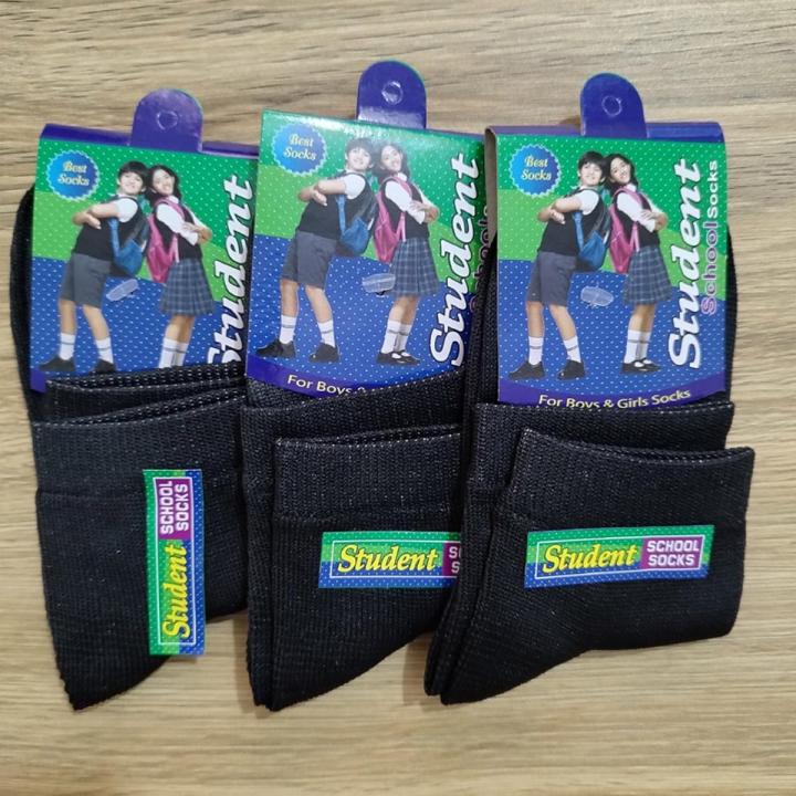 3 Pair Cotton School socks for Boys & Girls-Black