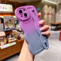 Olige Case For iPhone 11 12 13 14 15 Pro Max 6 7 8 14 15 Plus X XR XS Max New high-end minimalist style niche gradient color collision skin friendly liquid wave wrist strap phone case back cover.