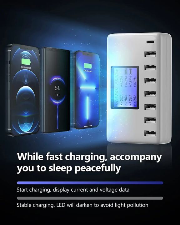 USB%20Charging%20Station,%208-Ports%2060W/12A%20Multi%20Port%20USB%20C%20Hub%20Charger%20with%20LCD%20Display%20for%20Cellphone%20Tablet%20Multiple%20Devices,%20-%20Image%203